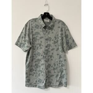 Linksoul‎ Tempus Fugit Button Down Shirt Men M Green Floral Organic Cotton